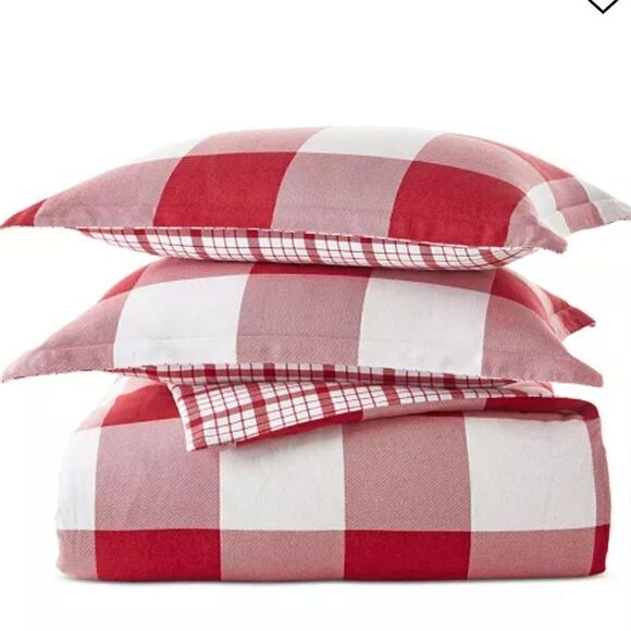 Red Check 100%Cotton Flannel Comforter, Twin ,Charter Club - Picture 4 of 6